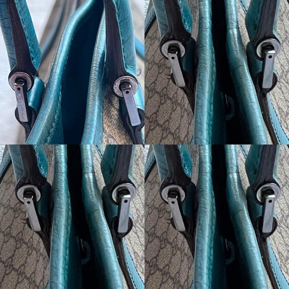 AUTHENTIC GUCCI BLUE COATED LEATHER Gg SUPREME TOTE BAG - Picture 10 of 16